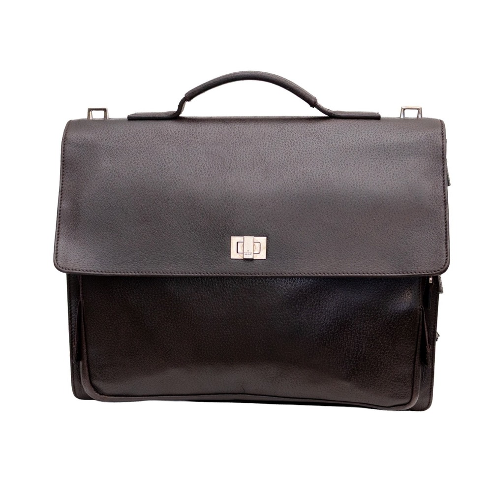 Gucci Dark Brown Leather Briefcase Business Bag Document Case Laptop Messenger